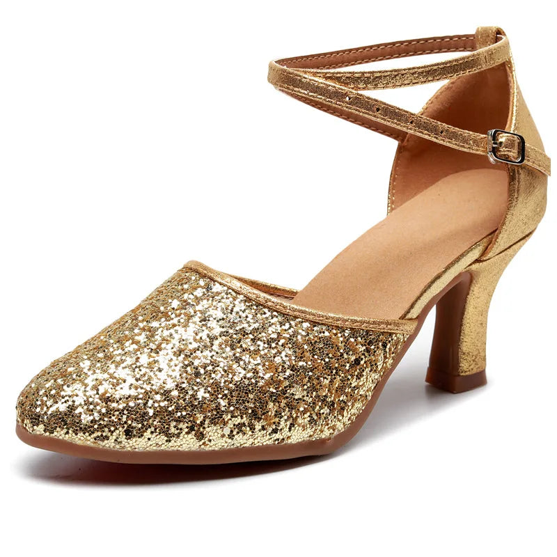 Outdoor square Latin Dance Shoes Adult Women's Mid-heel Dance Shoes Women's Summer Soft Bottom Ballroom Shoes