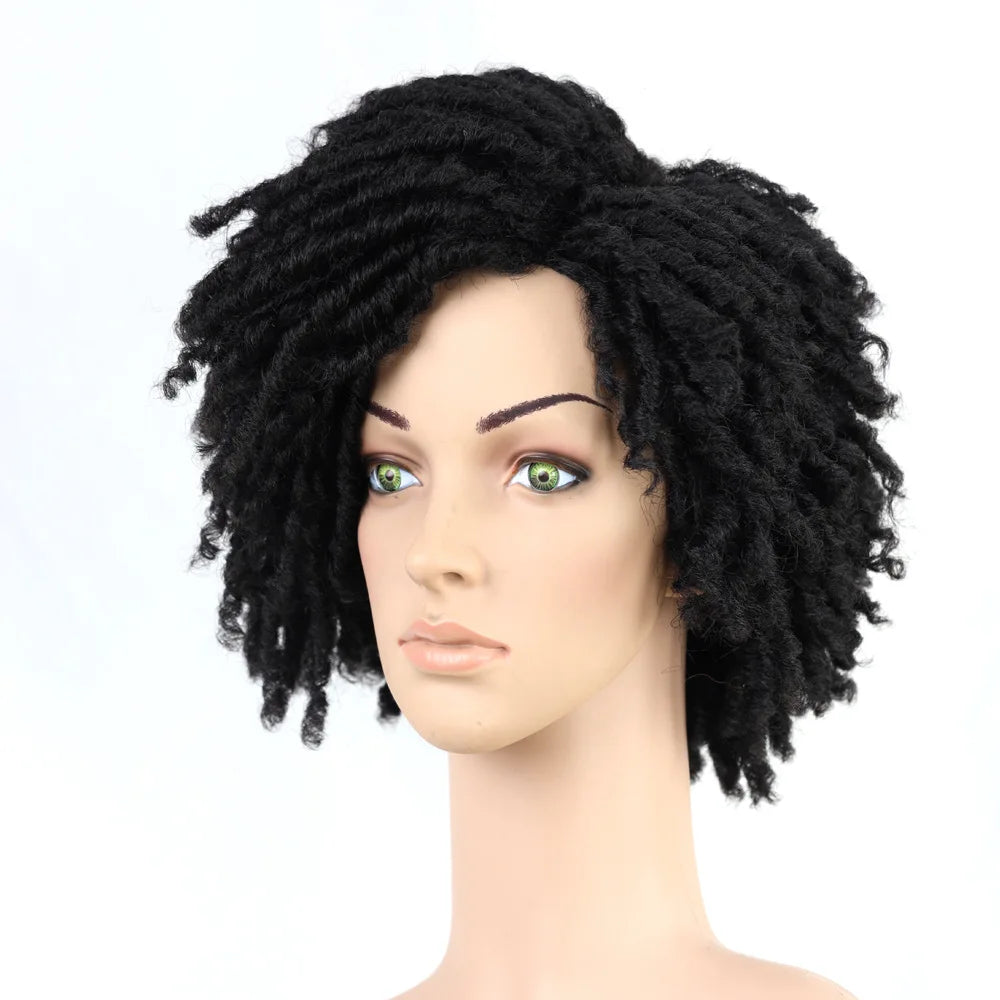 Factory Price Dreadlock Wigs for Black Women Short Natural Twist Curl Faux Crochet Hair Braids Ombre Color Dread Locs Wig