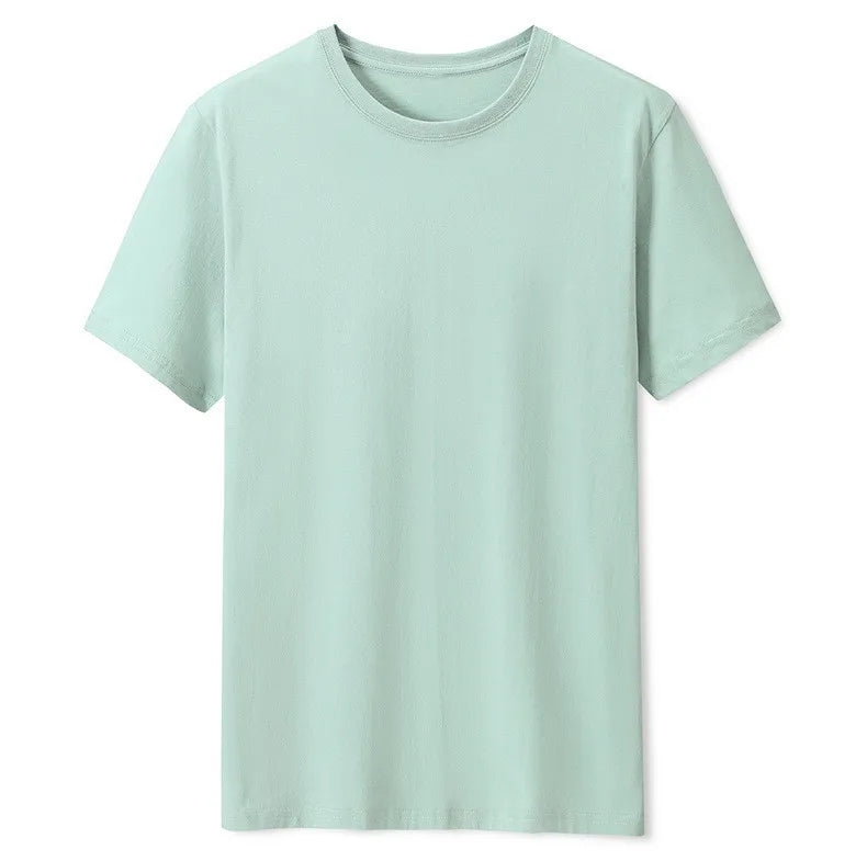 Wholesale Men Women Simple Solid Color Round Neck Men's Summer Short Sleeve Cotton T-shirt Tees Tops Clothes T-shirt