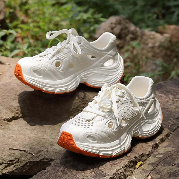 Men Breathable Slip-On Platform Sneakers Chunky Outdoor & Slip Resistant Climbing Boot Summer