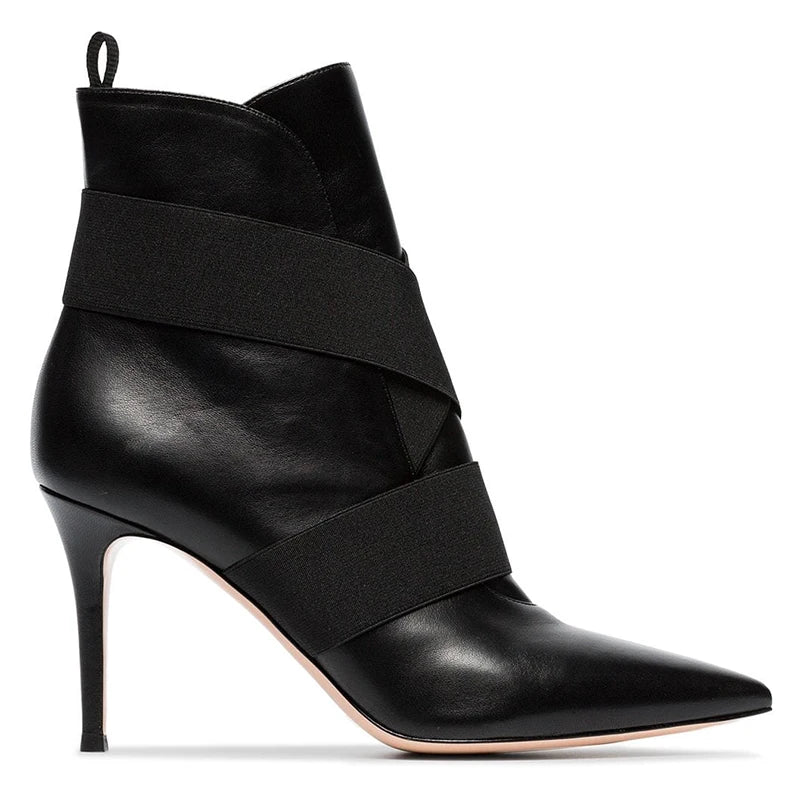 China Lady Shoes Factory Women Pointed Toe Stiletto High Heels Ankle Booties Short Boots