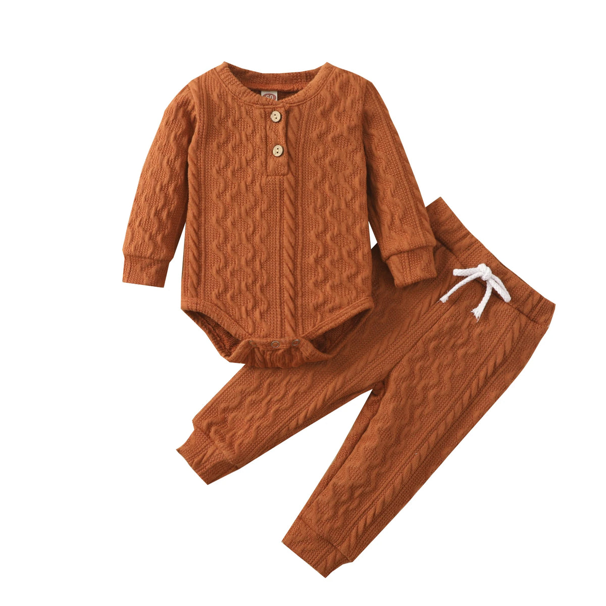 Citgeett Autumn Solid Infant Baby Girl Romper Tops Pants Suit Long Sleeve Button Sweater Knitting Casual Trousers Clothes