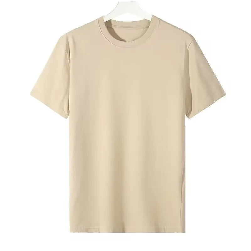 Wholesale Men Women Simple Solid Color Round Neck Men's Summer Short Sleeve Cotton T-shirt Tees Tops Clothes T-shirt