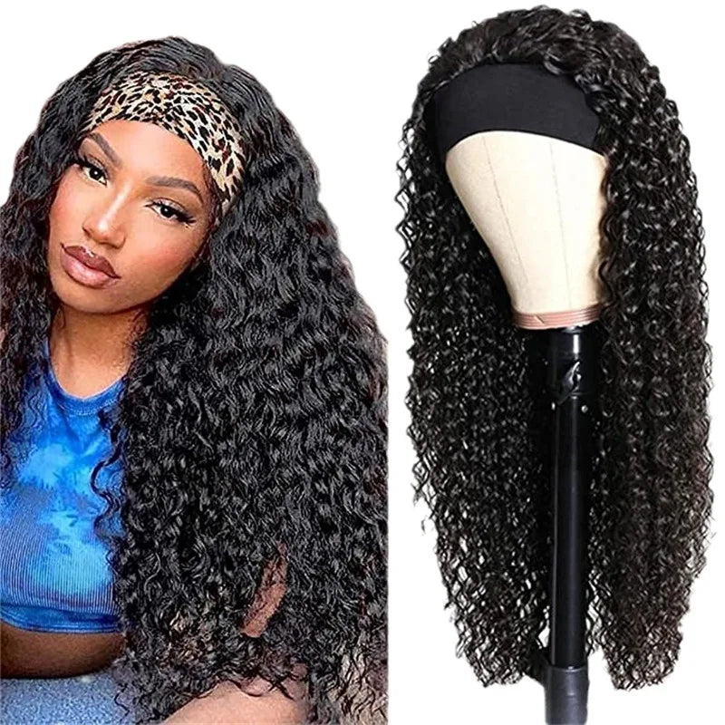 Cross-border Turban Wig European American Women's African Fashion Explosive Black Small Roll Headband Wig High-temperature Silk