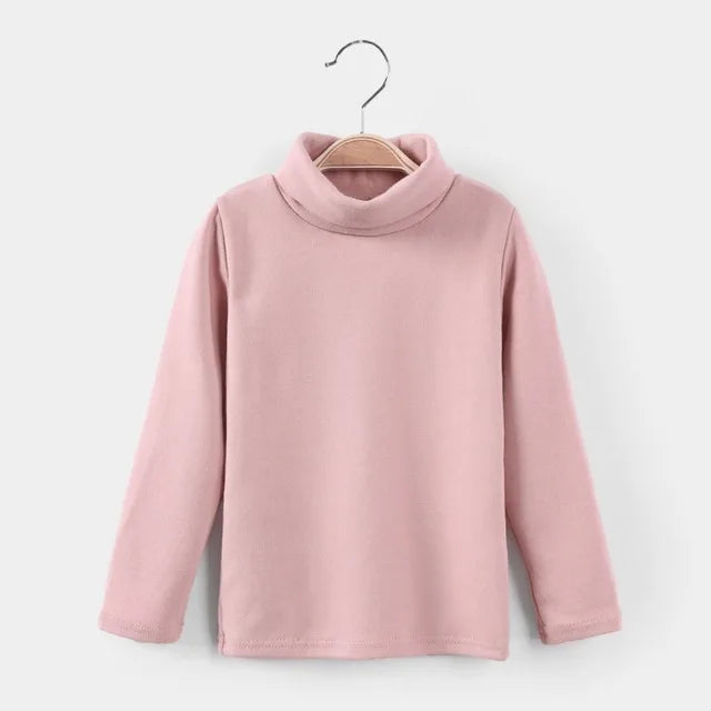 2024 Autumn Winter Girls Sweaters Cotton High Collar Boys Knitted Pullover Candy Color Kids Sweater Children's Clothing3-14Y