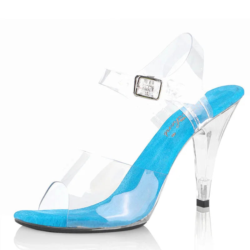 Transparent Simple Super High With Fine Large Size Sandals Summer 10cm Elegant Posing High Heels Nightclub Striptease Shoes