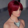 6 Inch Soft Natural Wave for Pixie Wig 100% Raw Indian Virgin Human Hair Easy Wear 6 Colors to Choose Full Machine-Made