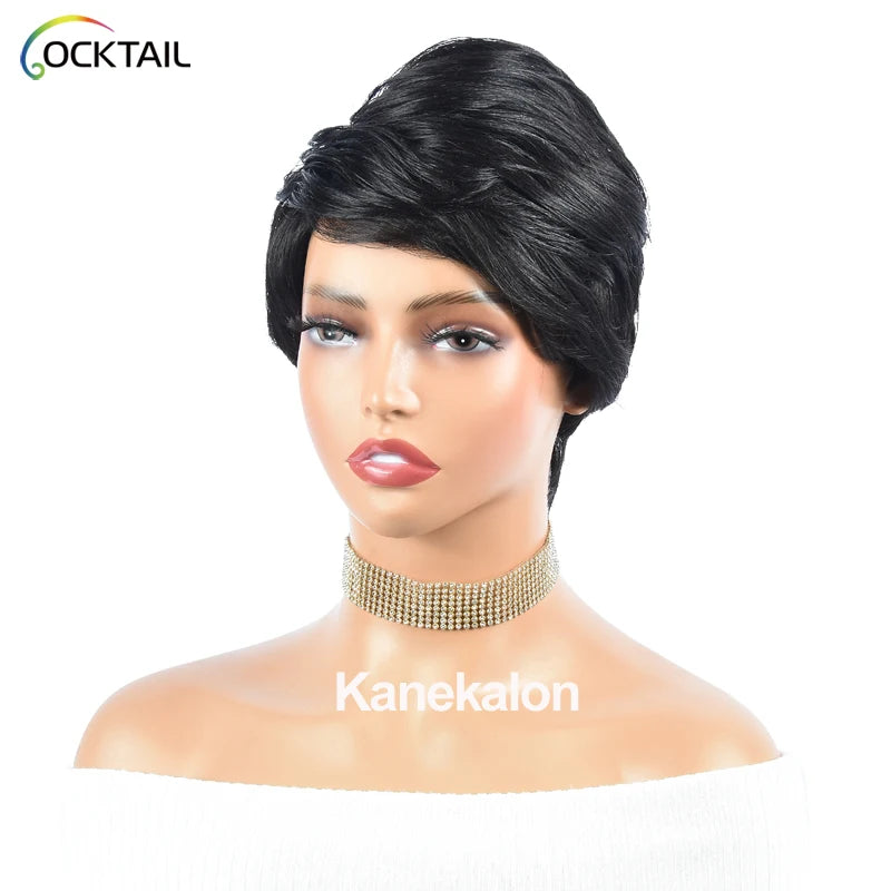 Kanekalon Fiber Short Cut Synthetic Wigs, Different Colors Synthetic Wig for Summer
