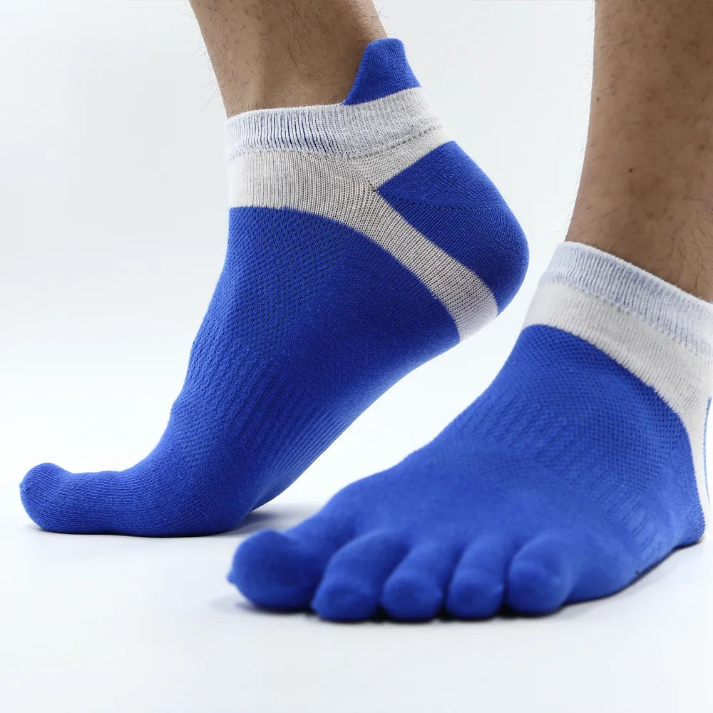 Mens Sock Finger Toe Socks Sport Ankle Mesh Cotton Short White Sock Sweat Absorbing Breathable with Fingers