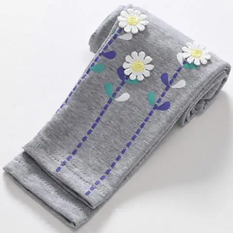 Spring Girls Leggings Cotton Trousers Fille Kids Pants Girls Pants Skinny Print Cartoon Pattern Children Leggings Trousers