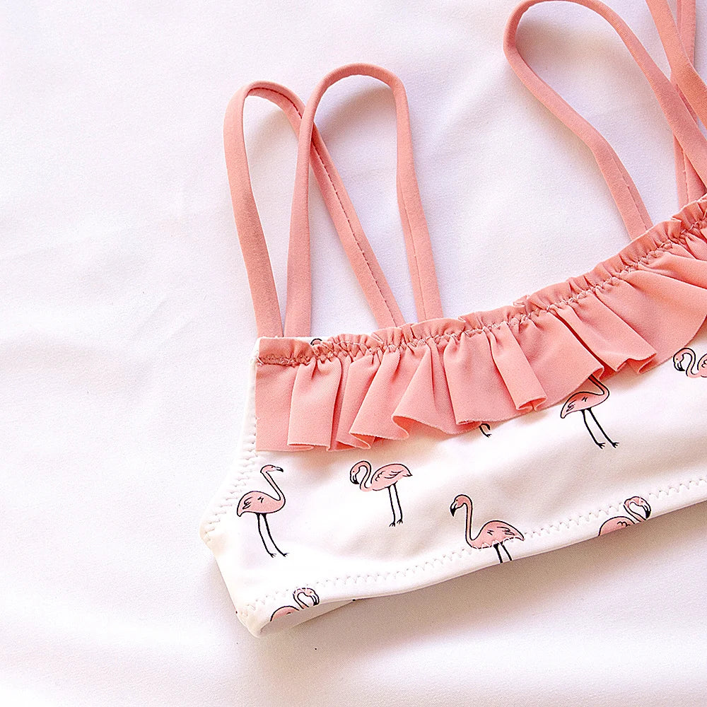 2-10 Years Kids Girls Swimwear Swimsuit 2026 Children Falbala Bikinis Set Halter Print Kid Girl Biquini Infantil Bathing Suit
