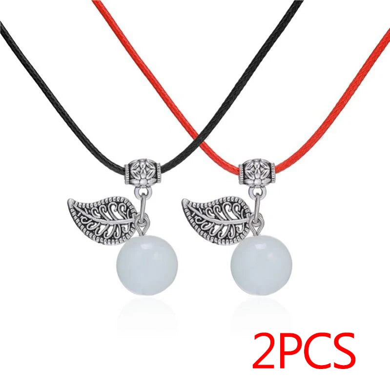 Bracelet for Women Glowing Gem Charm Jewelry Leather Rope Pendant Hollow Luminous Stone Pendant Necklace Gifts