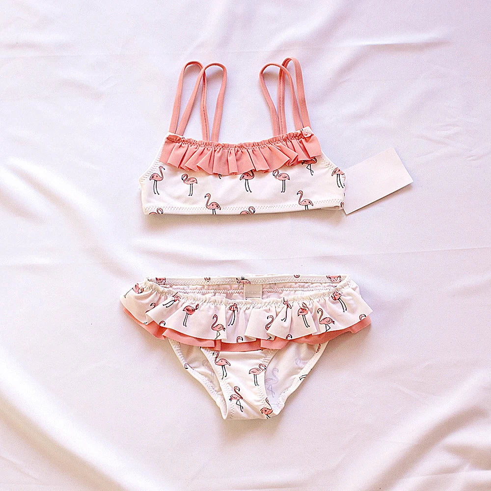 2-10 Years Kids Girls Swimwear Swimsuit 2026 Children Falbala Bikinis Set Halter Print Kid Girl Biquini Infantil Bathing Suit