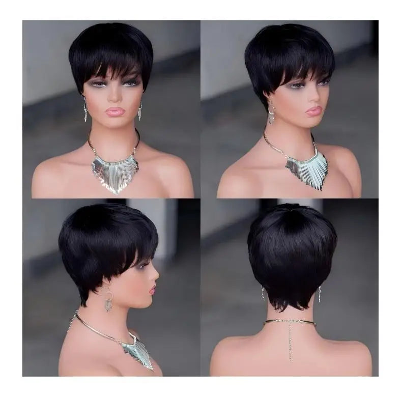 Beauty Products Short Human Hair Pixie Wig Glueless Machine Made 100% Real Remy Human Hair Pixie Cut Wig for Black Women