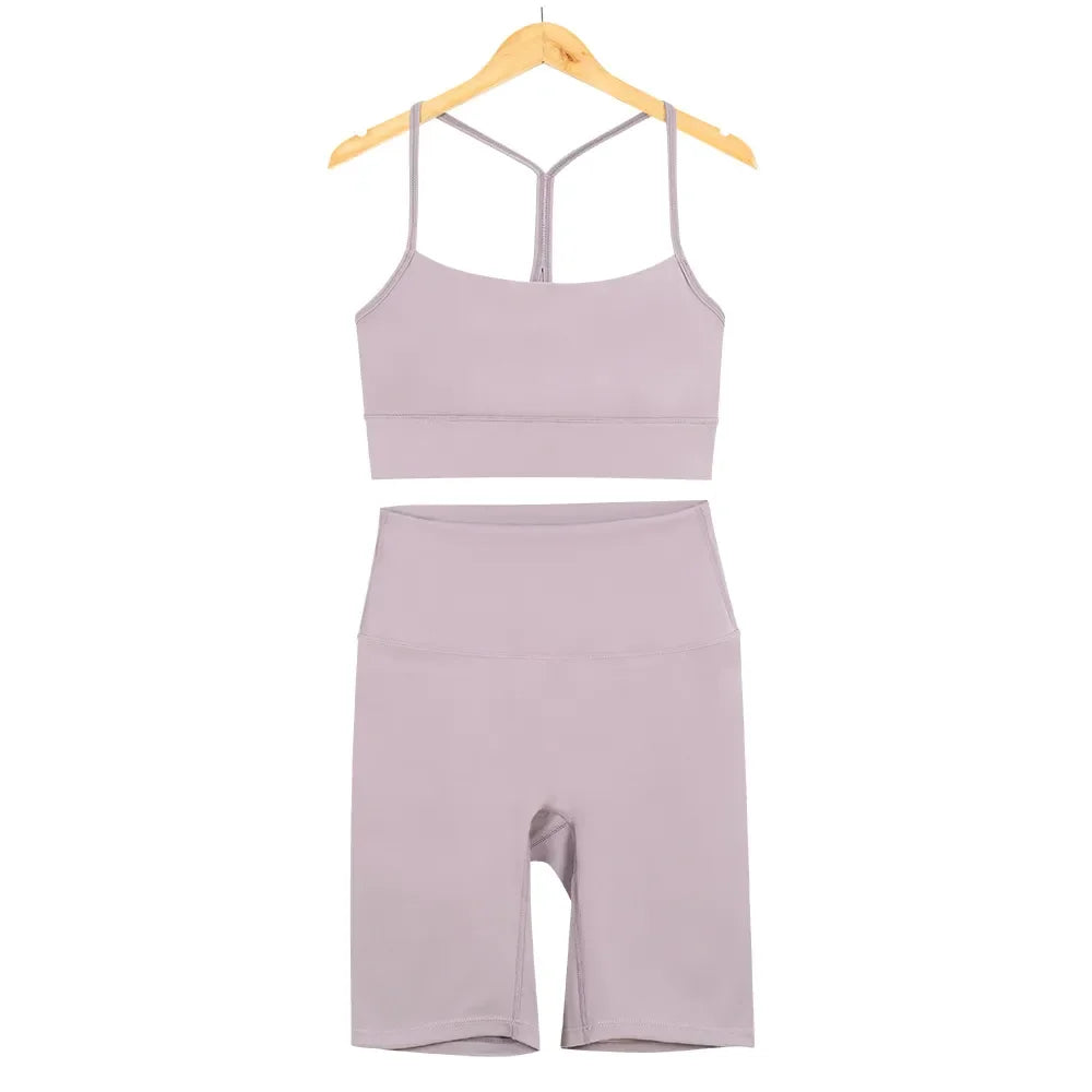 Women Yoga Sets Fitness Hotty Biker Shorts Sports Bra Vest Top High Waist Elastic Sportswear Cloth Running Workout Tracksuits