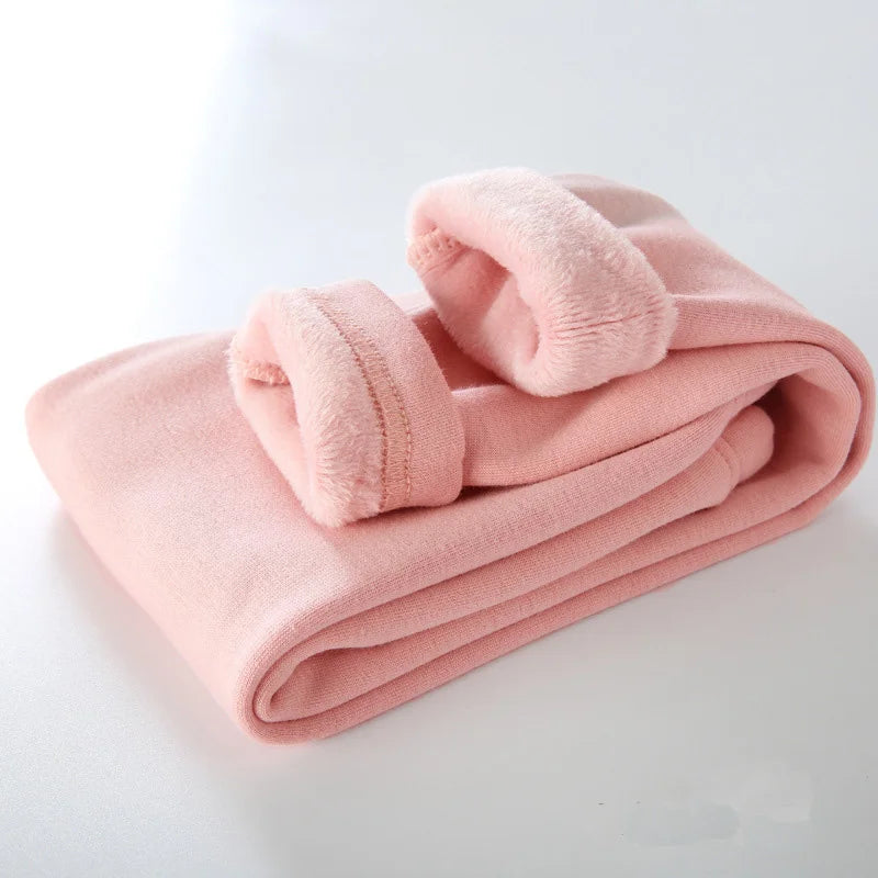 Kids Boys Pants Autumn Winter Thicked Warm Girls Leggings Solid Color Children's Pant