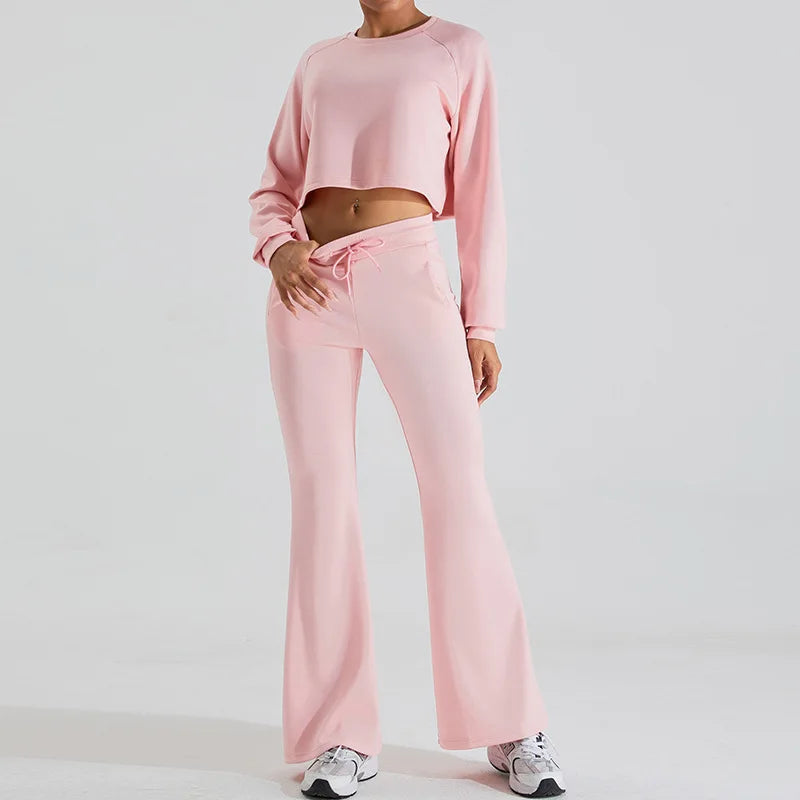 Customizable logo Women's New Long Sleeved Sports Set 2024 New Long Sleeved Leisure Sports Sweater and Pants Set