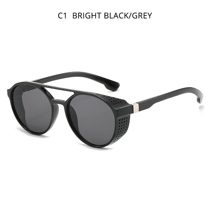 Classic Steampunk Sunglasses Men Fashion Round Glasses For Male Vintage Brand Designer Eyeglasses Shades Outdoor UV400