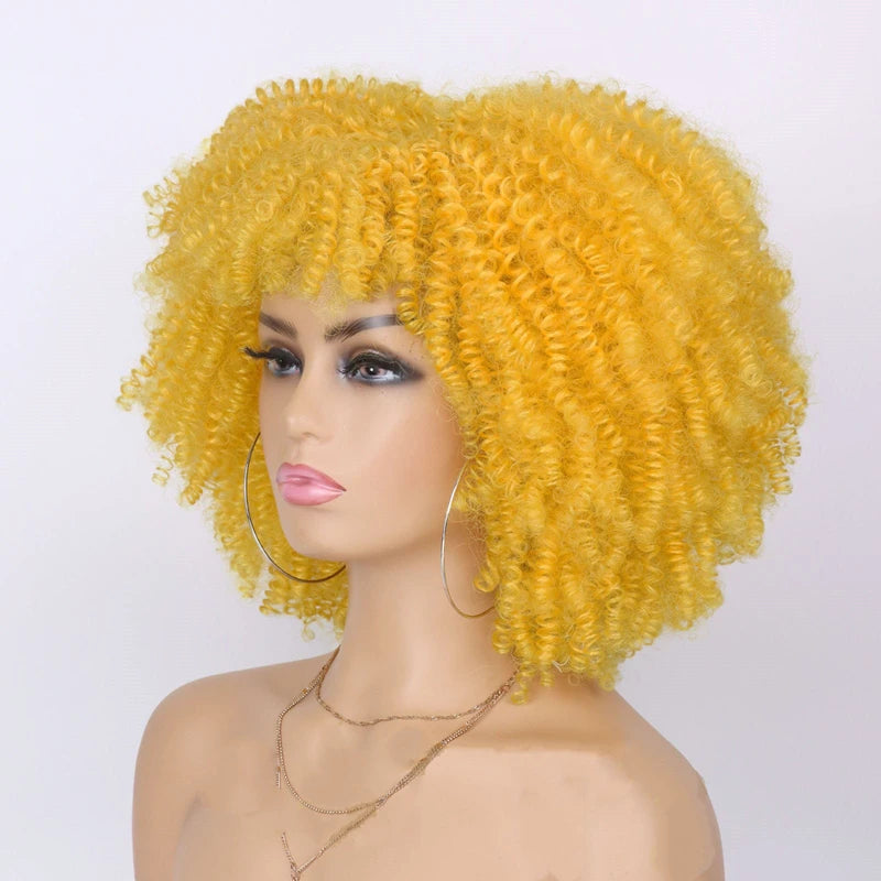 Cheap Price French Kinky Curl Curly Wig Neutral Short African for Cosplay Synthetic High Temperature Fiber Black Women's Wig