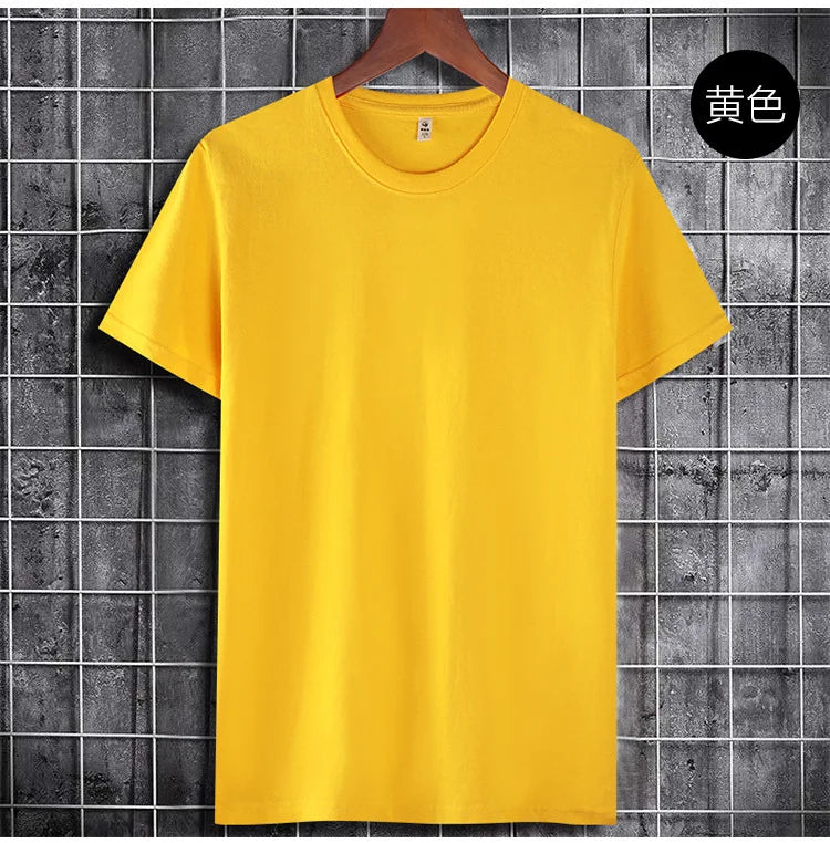 Wholesale Men Women Simple Solid Color Round Neck Men's Summer Short Sleeve Cotton T-shirt Tees Tops Clothes T-shirt
