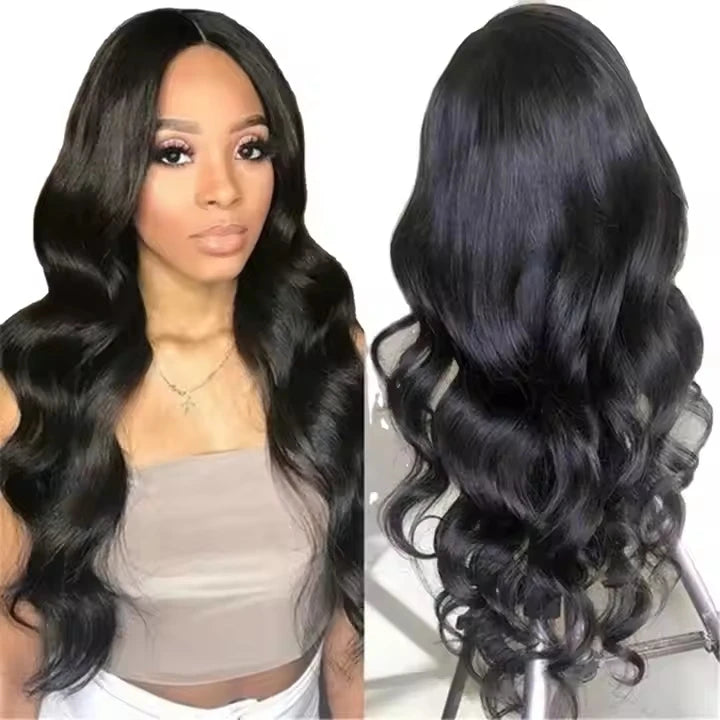 High Quality Synthetic Fiber Hair Heat Resistant Wig Long Curly Big Wave Black Front Lace Wig Average Size of Human Hair Set