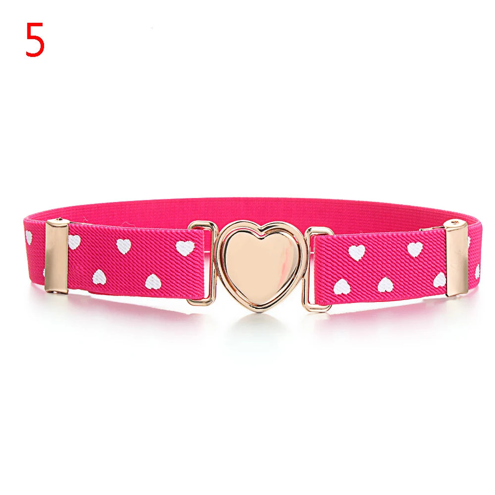 Adjustable Kids Elastic Belts Heart Belt Girl Dresses Stretch Waist Belt Multicolor Uniform Belt Clothing Decoration Accessorie