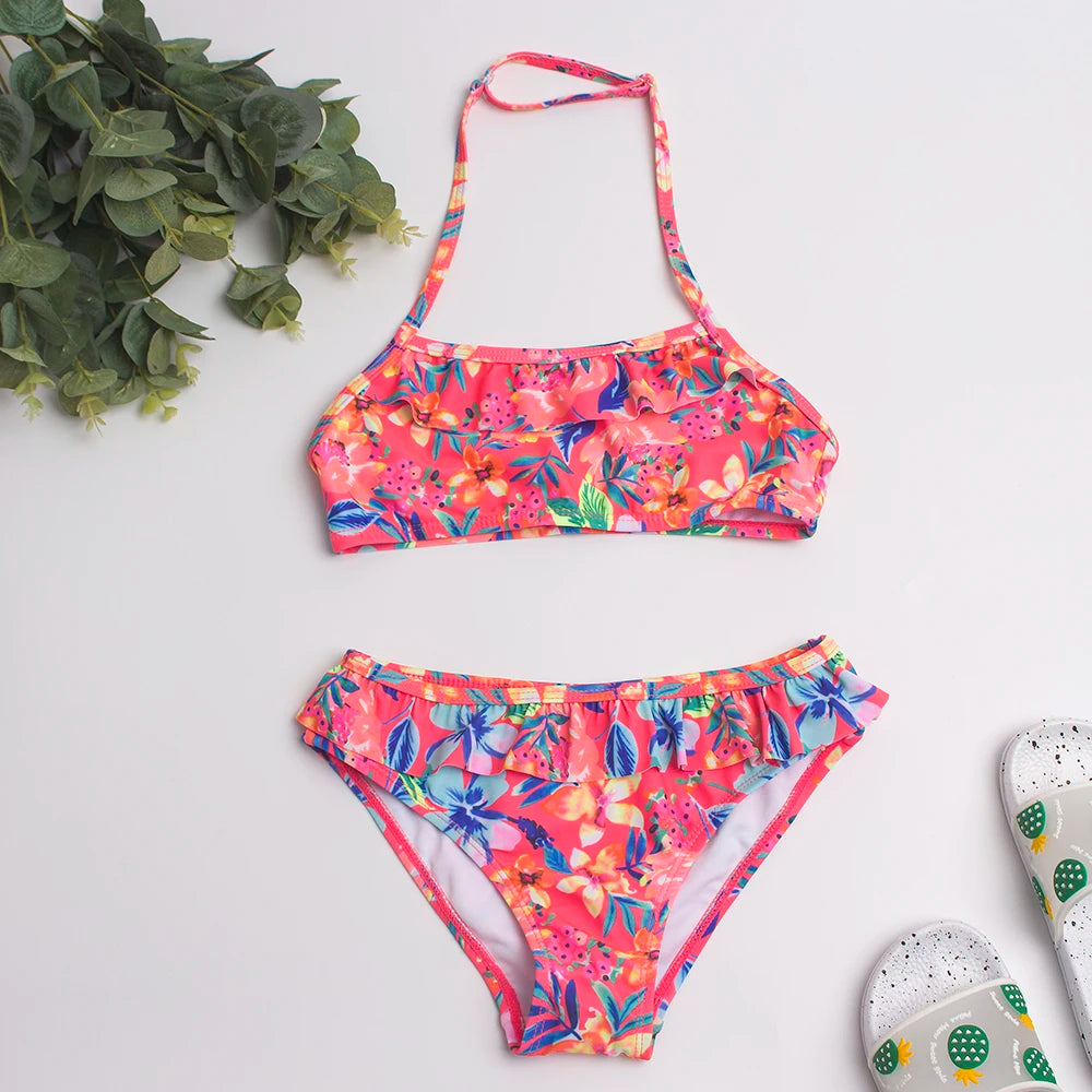 2026 Children's Swimwear Two Piece Butterfly Swimsuit For Girls Halter Summer Bikini Sets Kids Swimsuits Lovely Swimming Suit