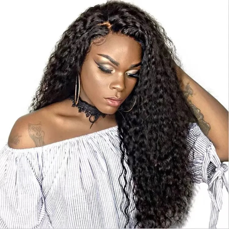 Wholesale Virgin Brazilian Hair HD Lace Front Wig Long Black for Lace Frontal Wigs with Small Cap for Women