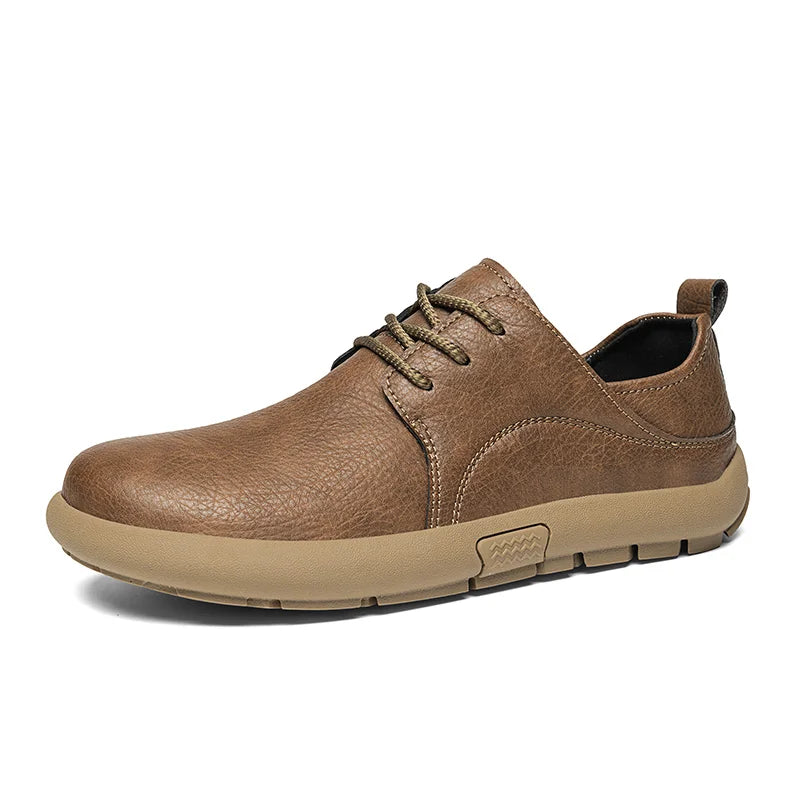Factory Supply Fashion Men Sneakers Breathable Casual Pure Cow Leather Handmade Lace up Men Sneakers Shoes