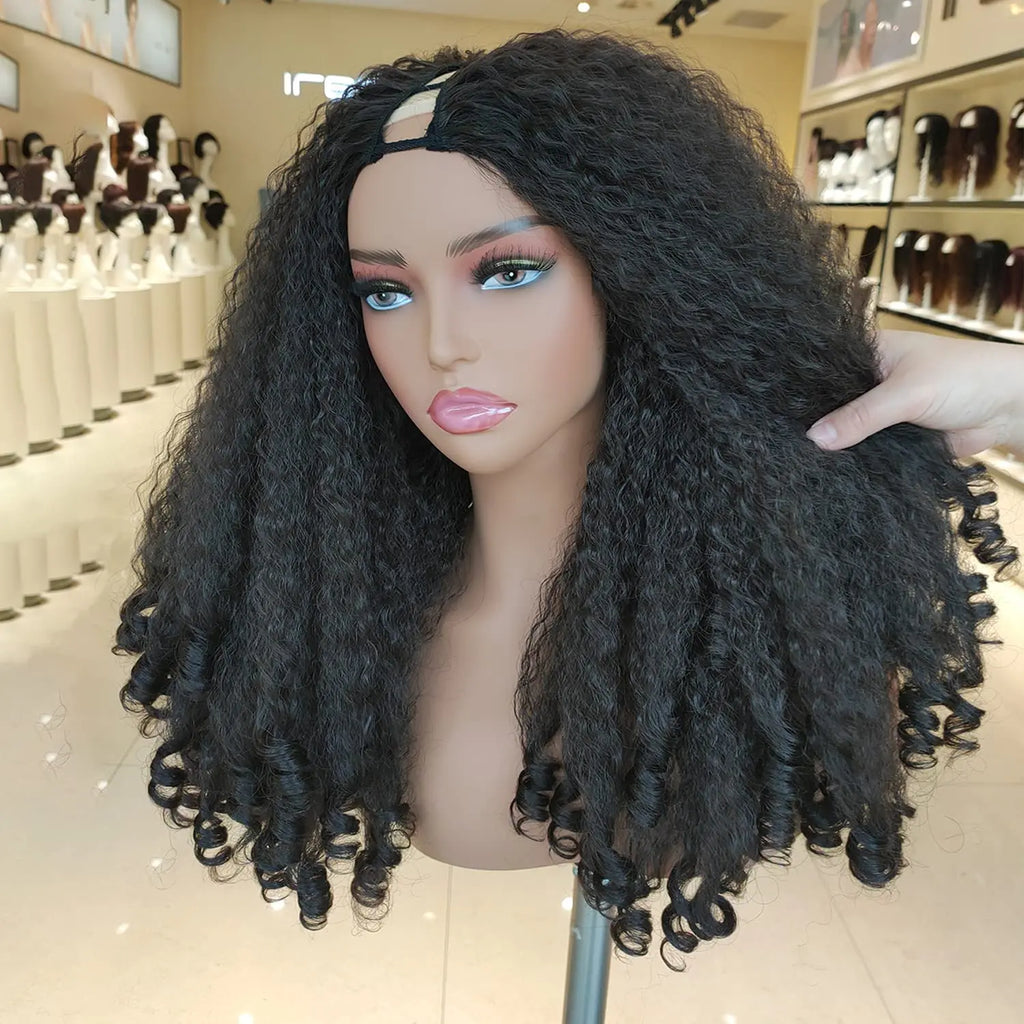 Wholesale Transparent Lace Afro Wave Synthetic Curl Wig for Women with Natural Hairline Glueless Heat Resistant