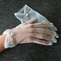 Bridal Gloves Wedding Gloves White Gauze Woman Gloves Thin Lace Ladies Fingered Gloves Pearl Wedding Gloves Accessories