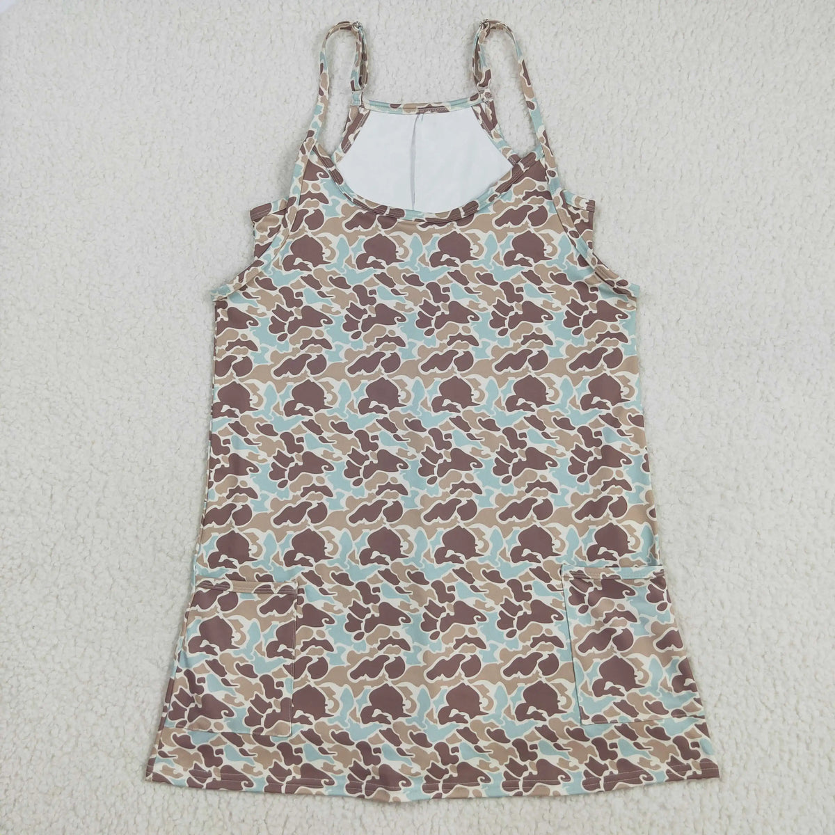 USA Warehouse Adult Women Strap Grey Camo Yoga Active Pockets Short Wholesale Boutique Knee Length Dress Ready to Ship No moq
