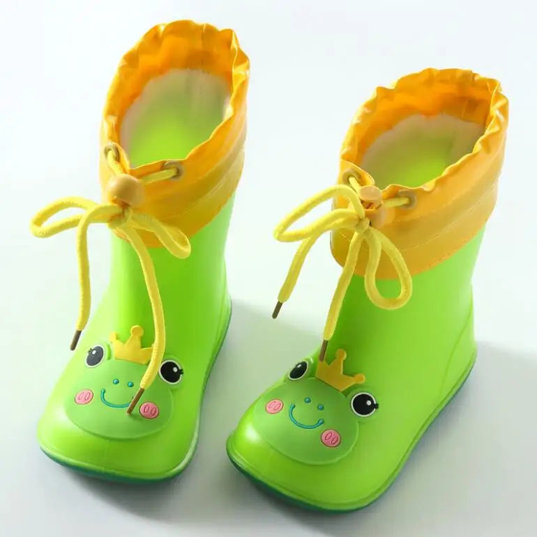 Classic Kids Rain Boots Rubber Boots For Children PVC Kids Baby Cartoon Shoes Water Shoes Waterproof Rain Boot Non-slip Warm