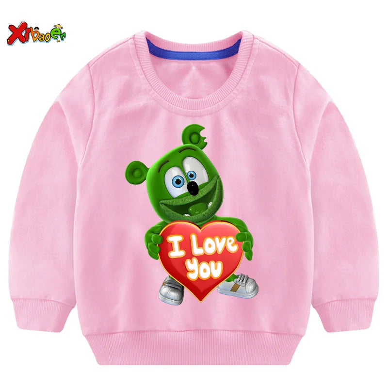 Gummy Bear kids hoodies sweatshirts I LOVE YOU t shirt Fashion Personality Casual T Shirt children boys girls T-shirt sweatshirt