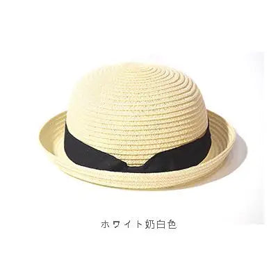 Hats For Women Summer Sun Protection Straw Hat Female Round Top Curled Brim Parent Child Student Sunshade Travel