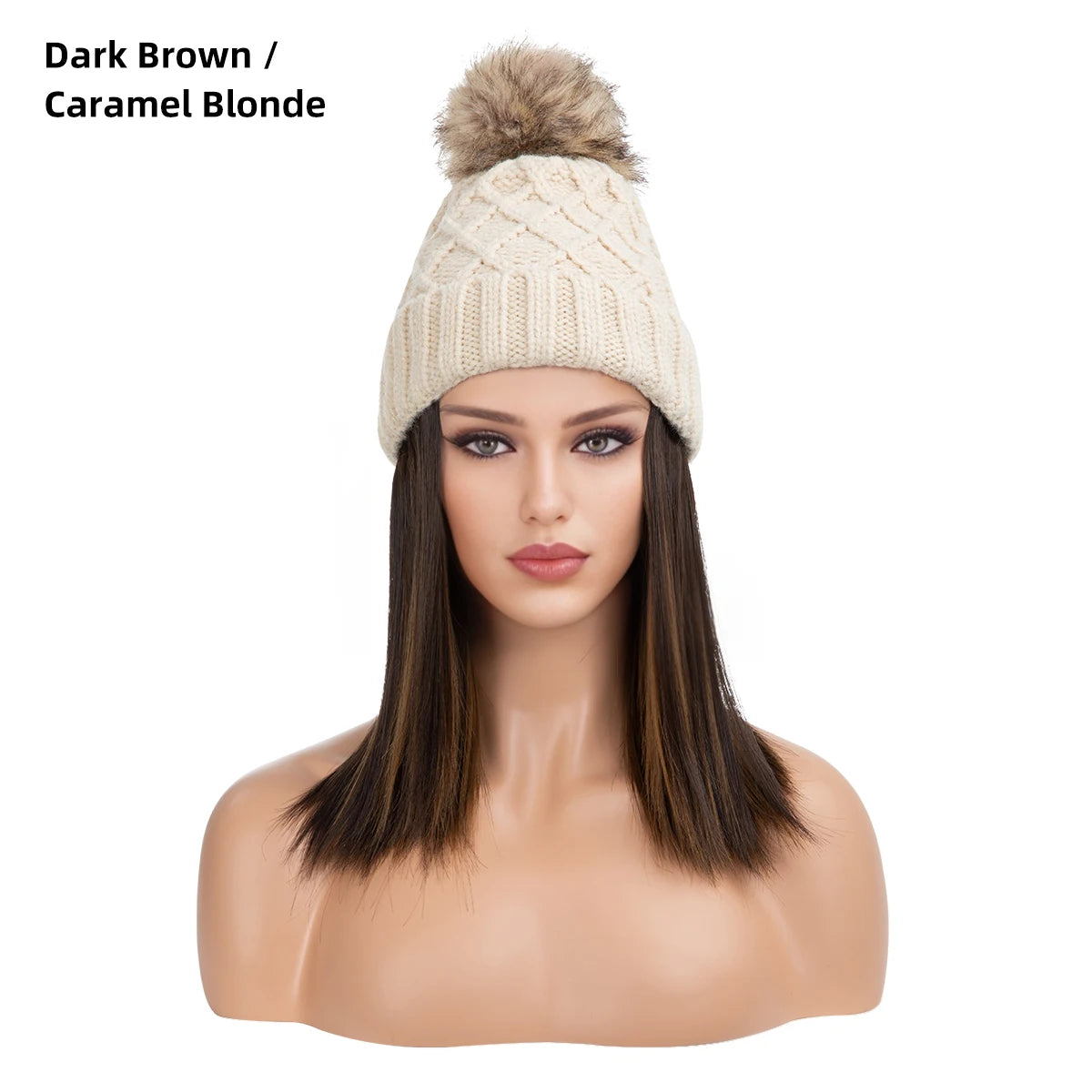 Wholesale Long Winter Hot Sale Beanie Hat Synthetic Fashion Hair 10 Inch Heat Resistant Silky Straight Wave 100% High