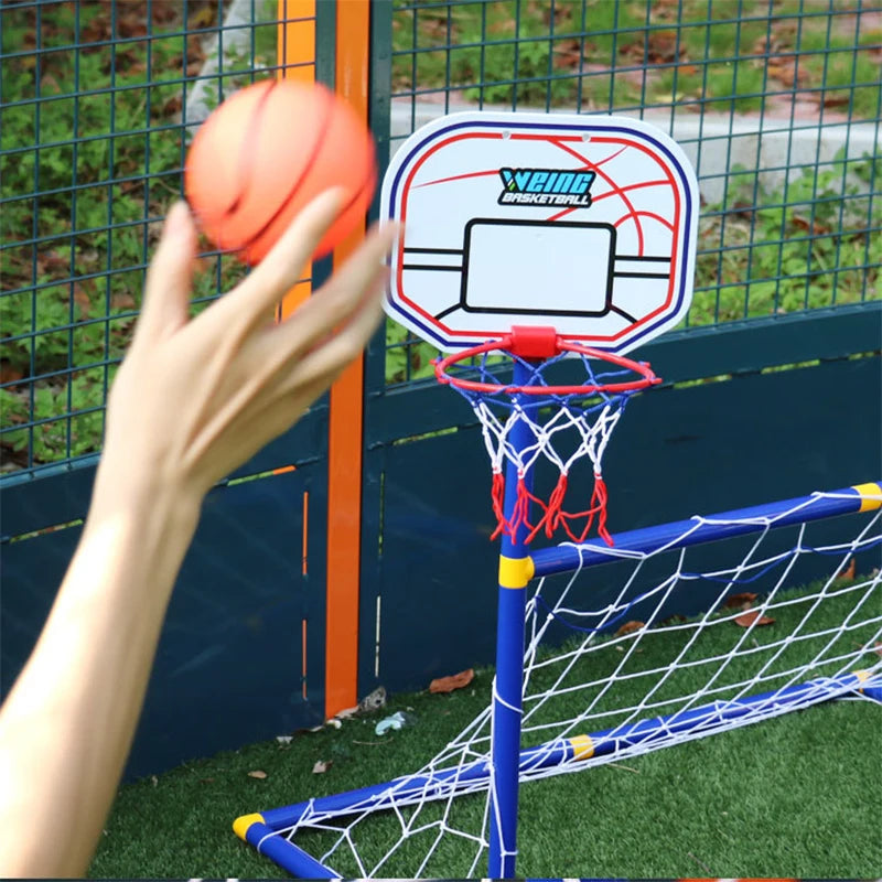 2021 new 2 In 1 Outdoor Sports Kids Children Basketball Hoop Football Goal Boys Soccer Toy Mini Basketball Training Practice Toy