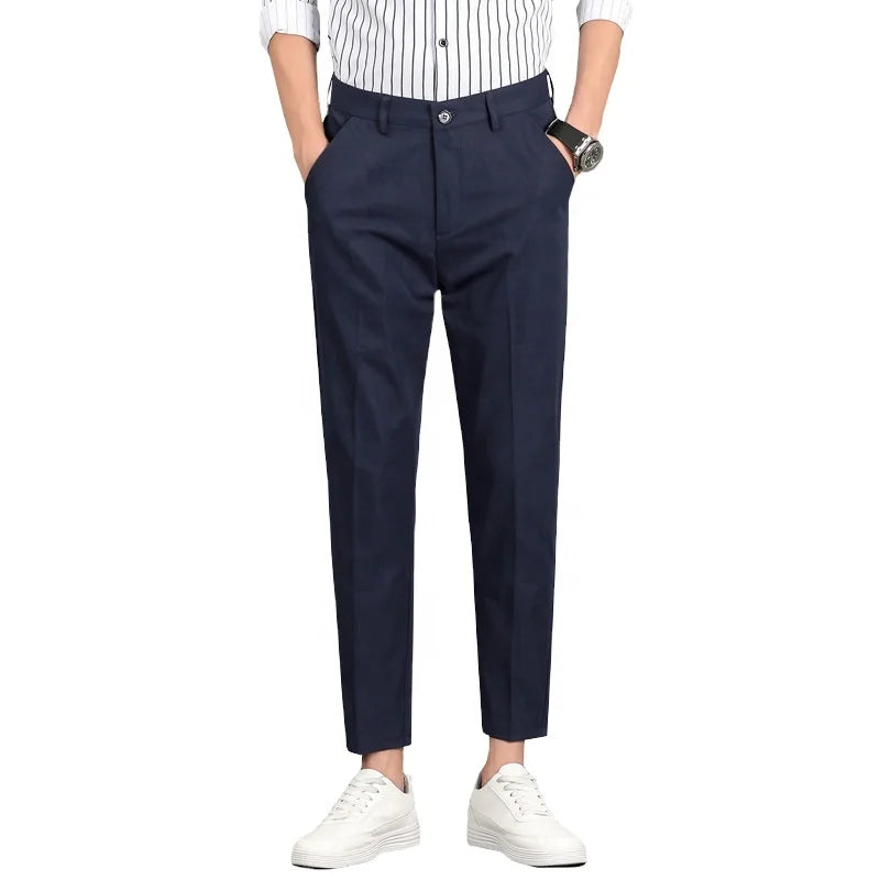 Wholesale Custom Men Tailored Trousers Tight Fashion Business Casual Pencil Chino Pants