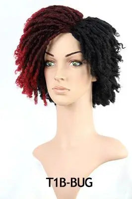 Factory Price Dreadlock Wigs for Black Women Short Natural Twist Curl Faux Crochet Hair Braids Ombre Color Dread Locs Wig