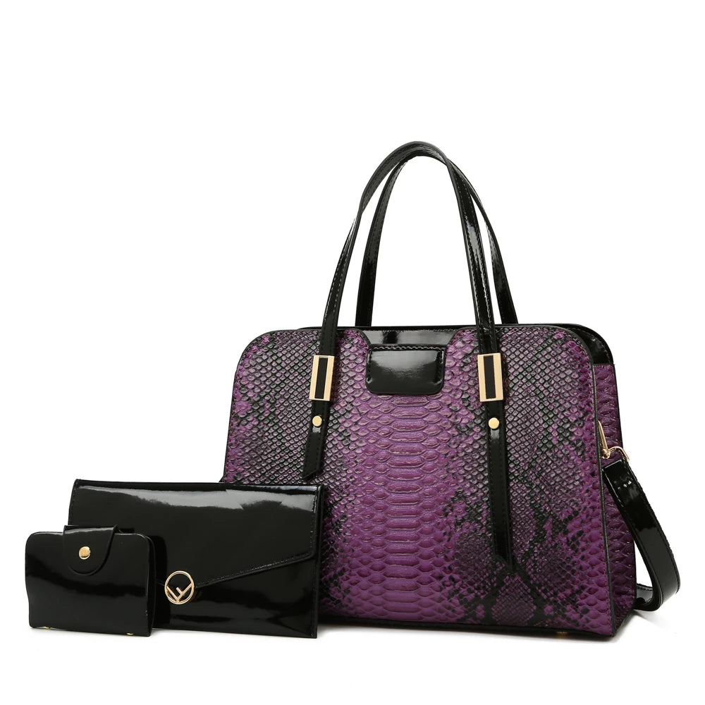 Pu Leather Hot Selling Purse Tote Bag Shoulder Bag 3 Pieces One Set Fashion Large Capacity Shoulder Bag
