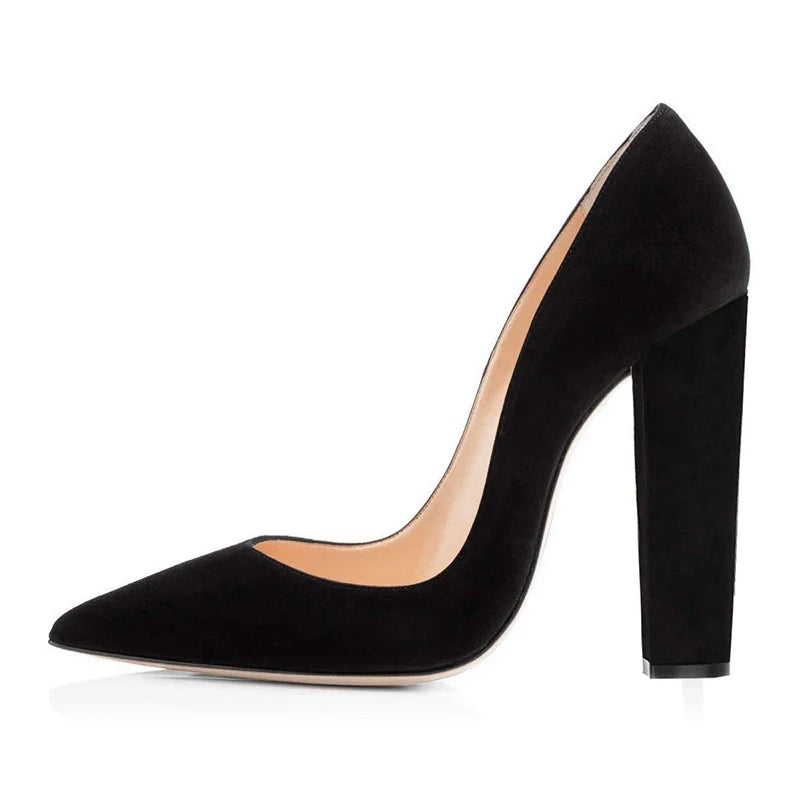 Women Pointed Toe Block Heel Party Shoes Chunky Heels Pumps