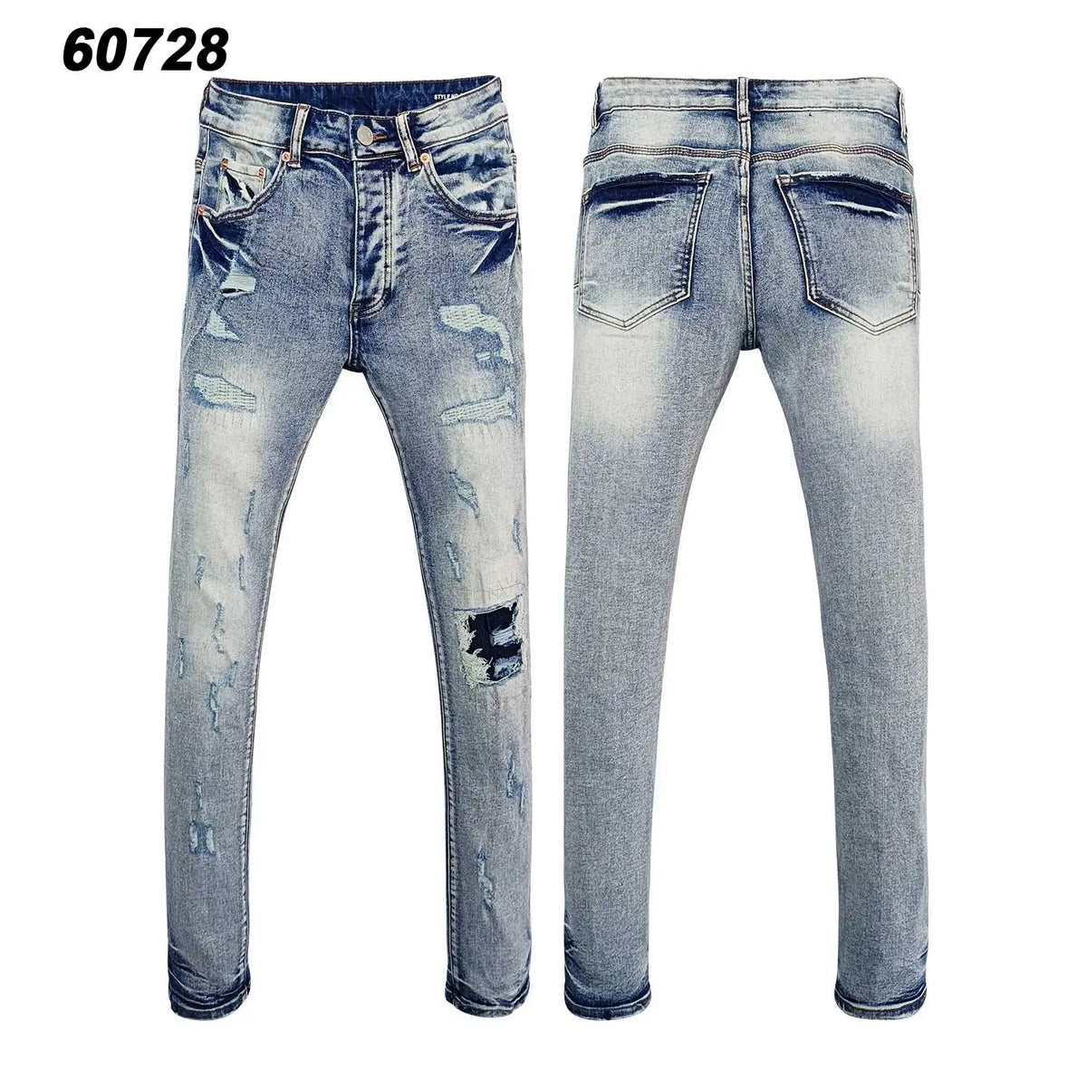 Wholesale Streetwear Jeans Pleated Tapered Trousers Men Elastic Damaged Beggi Pants Slim Fit Jeans