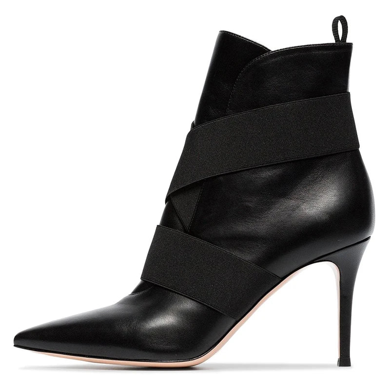 China Lady Shoes Factory Women Pointed Toe Stiletto High Heels Ankle Booties Short Boots
