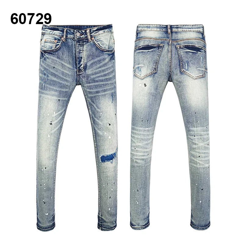 Wholesale Streetwear Jeans Pleated Tapered Trousers Men Elastic Damaged Beggi Pants Slim Fit Jeans