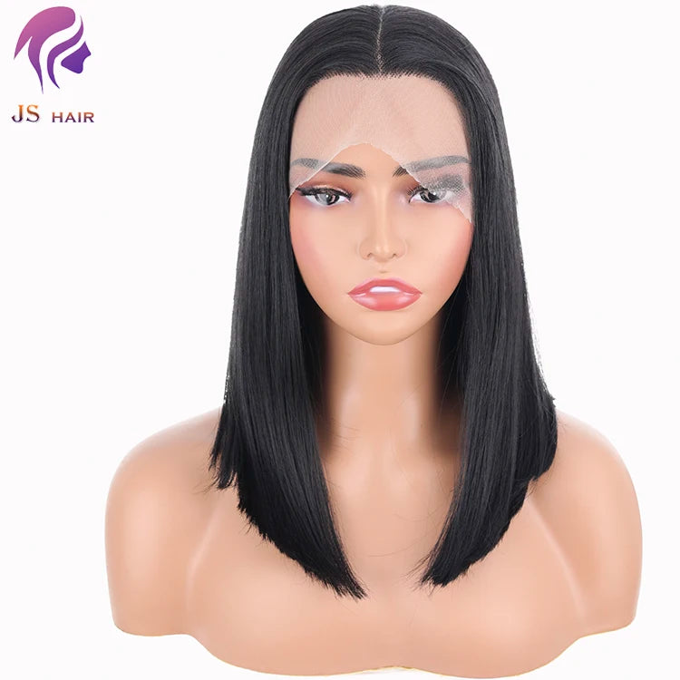 Hot Sale Hot Straight Bob Wigs for Women Black Synthetic Wig Shoulder Length Middle Parting Heat Resistant Wig for Cosplay
