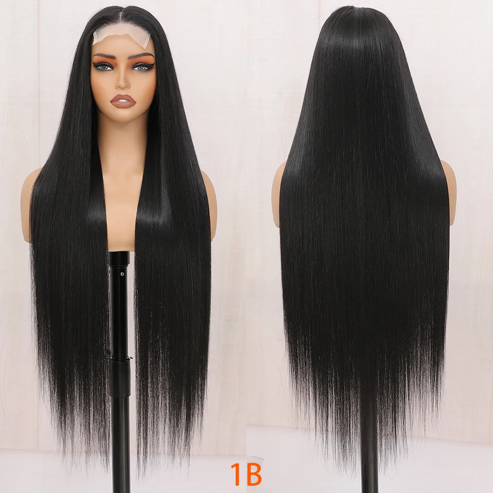 For Black Lace Front Wig for Women 4x4 Transparent Lace 180% Density Natural Hairline-Cosplay & Daily Use Synthetic Wig