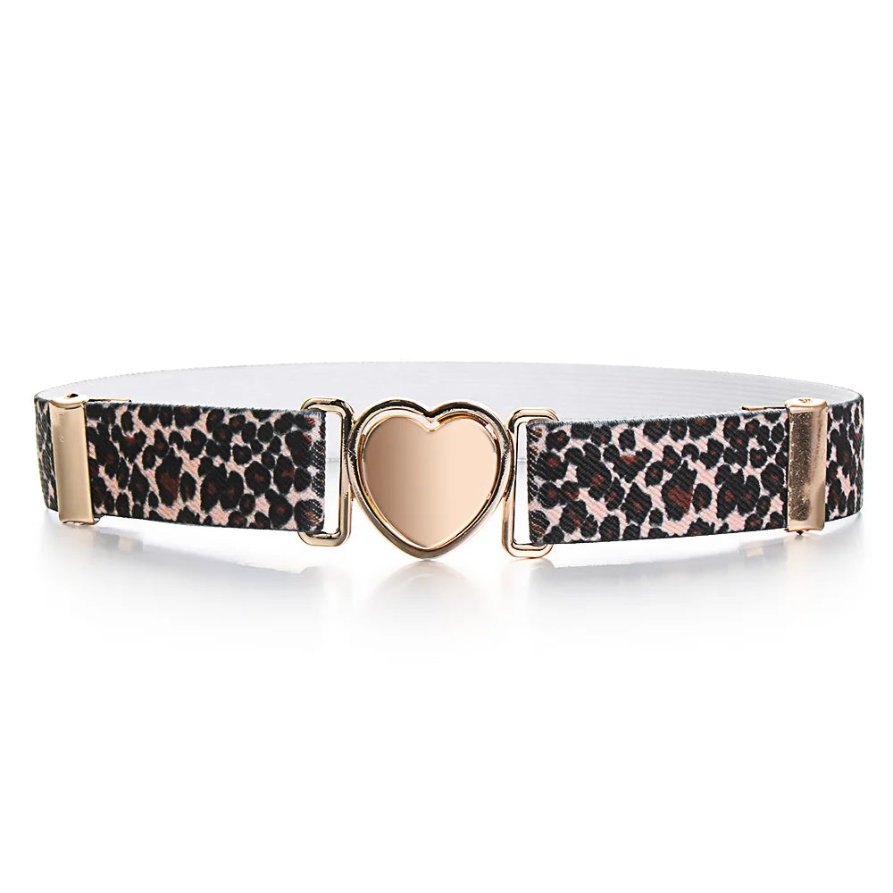 Kids Elastic Belts Girl Stretch Waist Belt Adjustable Heart Belt Uniform Belt for Teen Kids Girls Dresses Belt