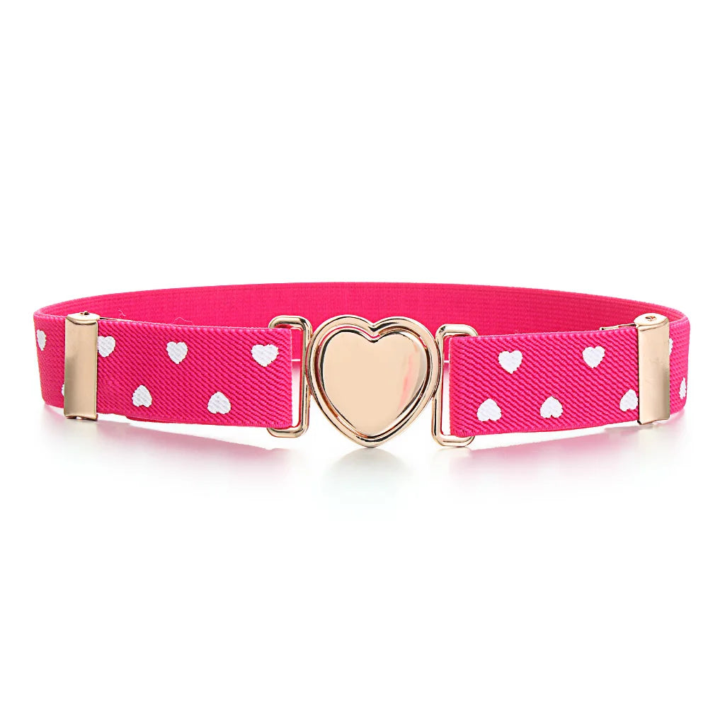 Kids Elastic Belts Girl Stretch Waist Belt Adjustable Heart Belt Uniform Belt for Teen Kids Girls Dresses Belt
