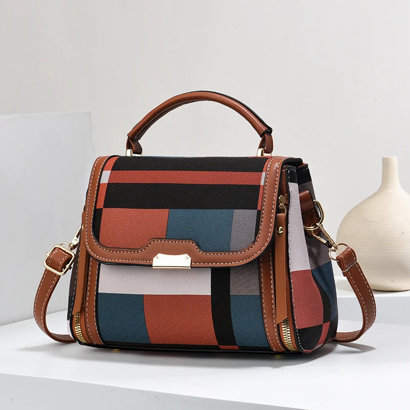 2024 New Contrast Color Small Bag Lingge Trendy Versatile One Shoulder Casual Crossbody Bag19907