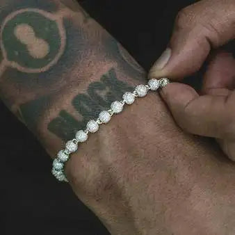 Wholesale Iced Out Bling Hip Hop Rock Men Jewelry Micro Pave CZ Ball Linked Beaded Bracelet 2026